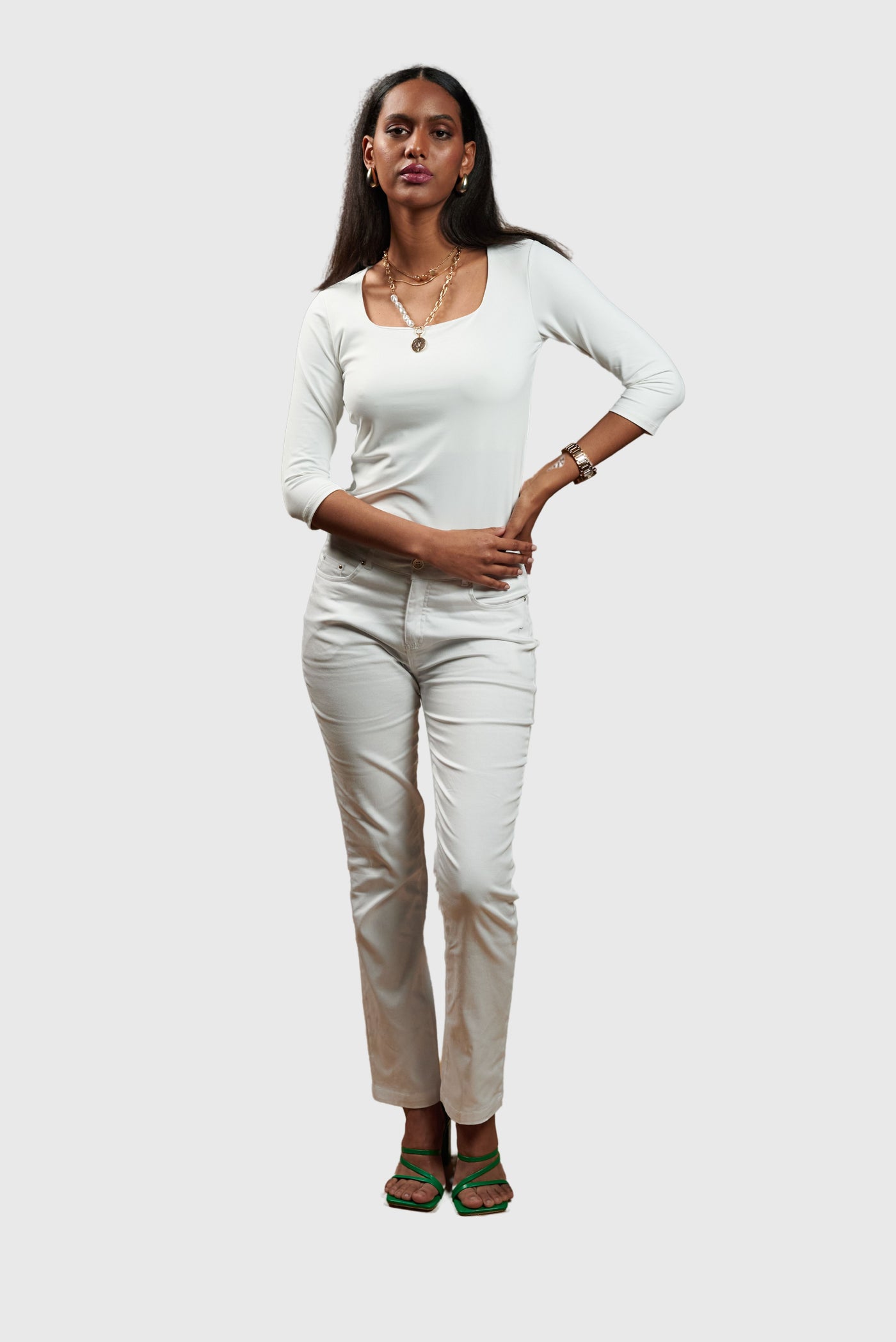 Polera Básica 3/4  Blanca