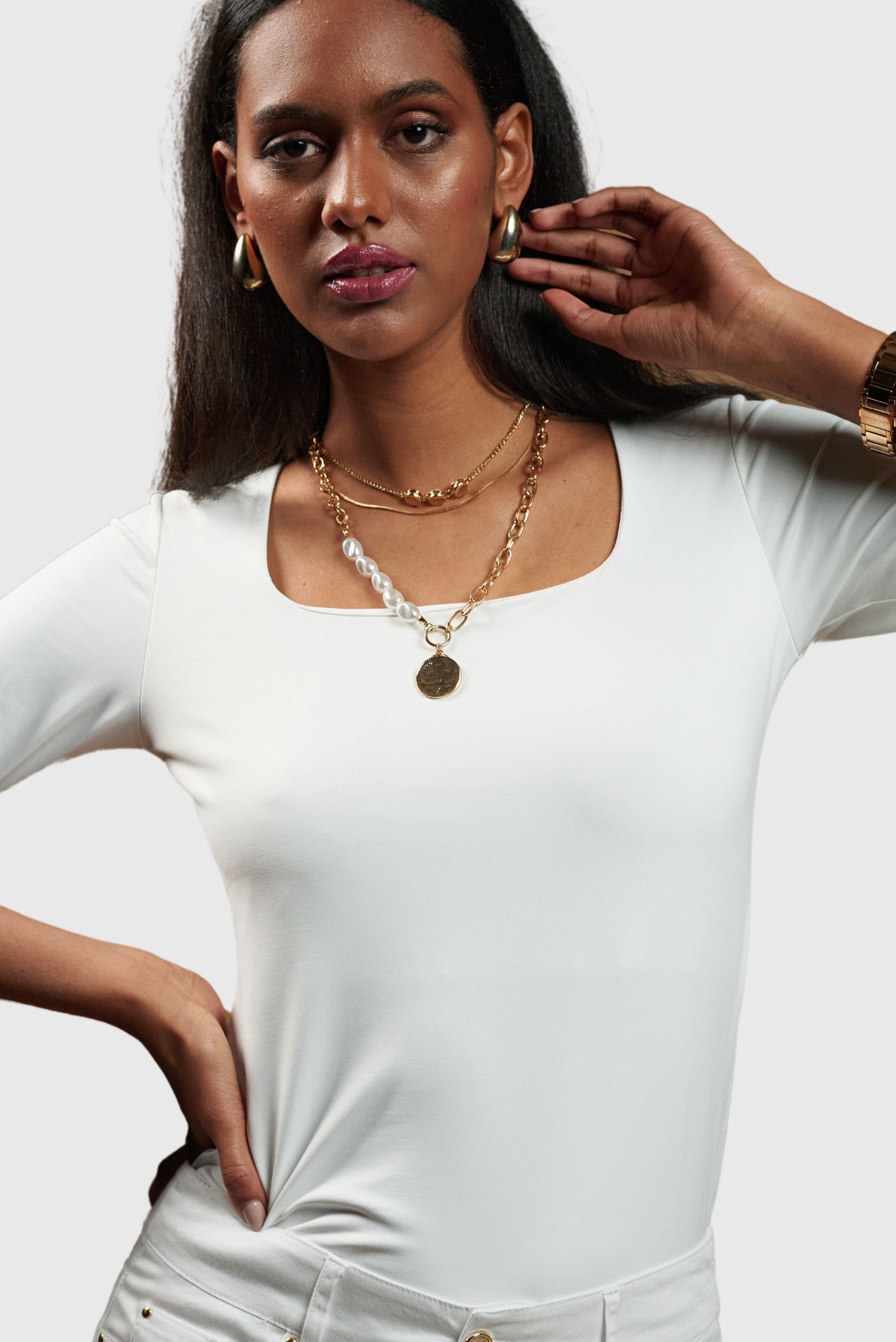 Polera Básica 3/4  Blanca